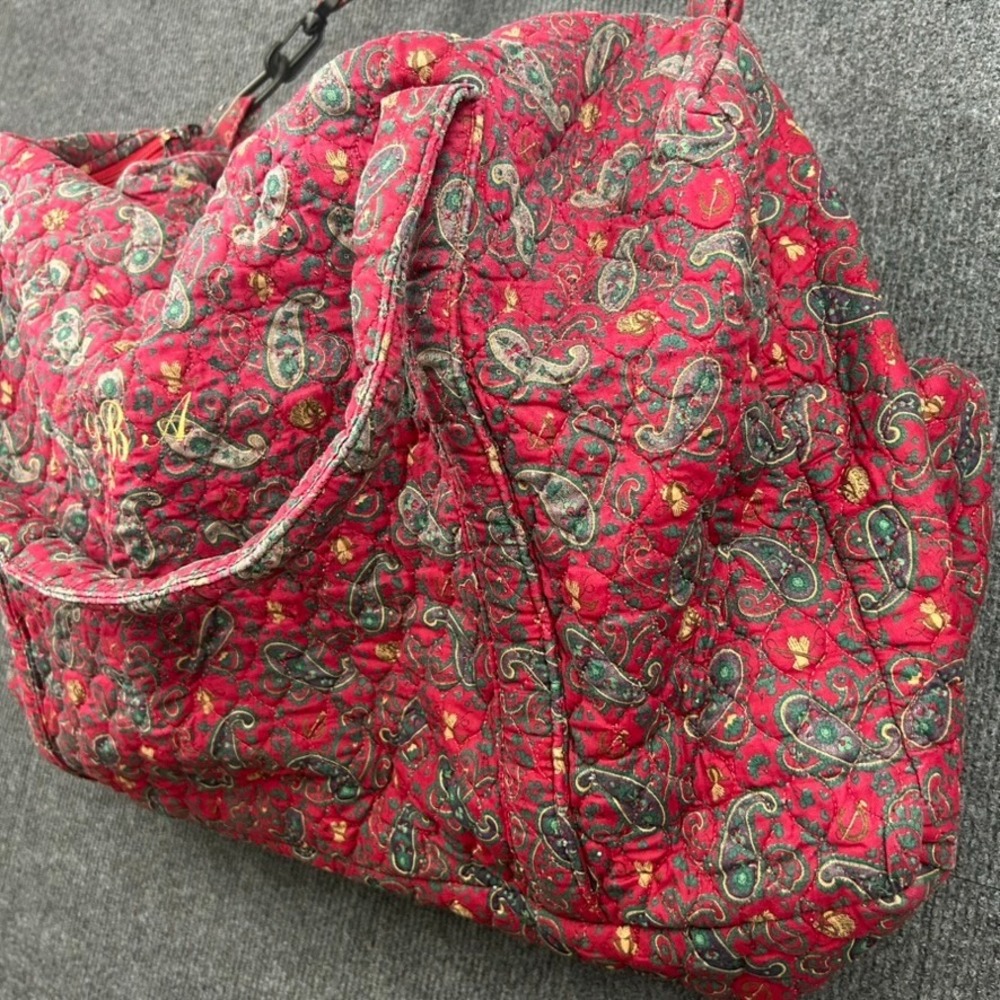 Paisley Quilted Duffle Bag Equestrian Western Preppy Large Red Blue Monogrammed - Picture 3 of 16